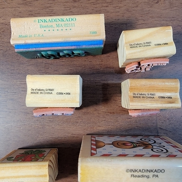 Lot of Christmas Theme Wooden Block Rubber Stamps Crafting Stamping Gift tags - Picture 8 of 10